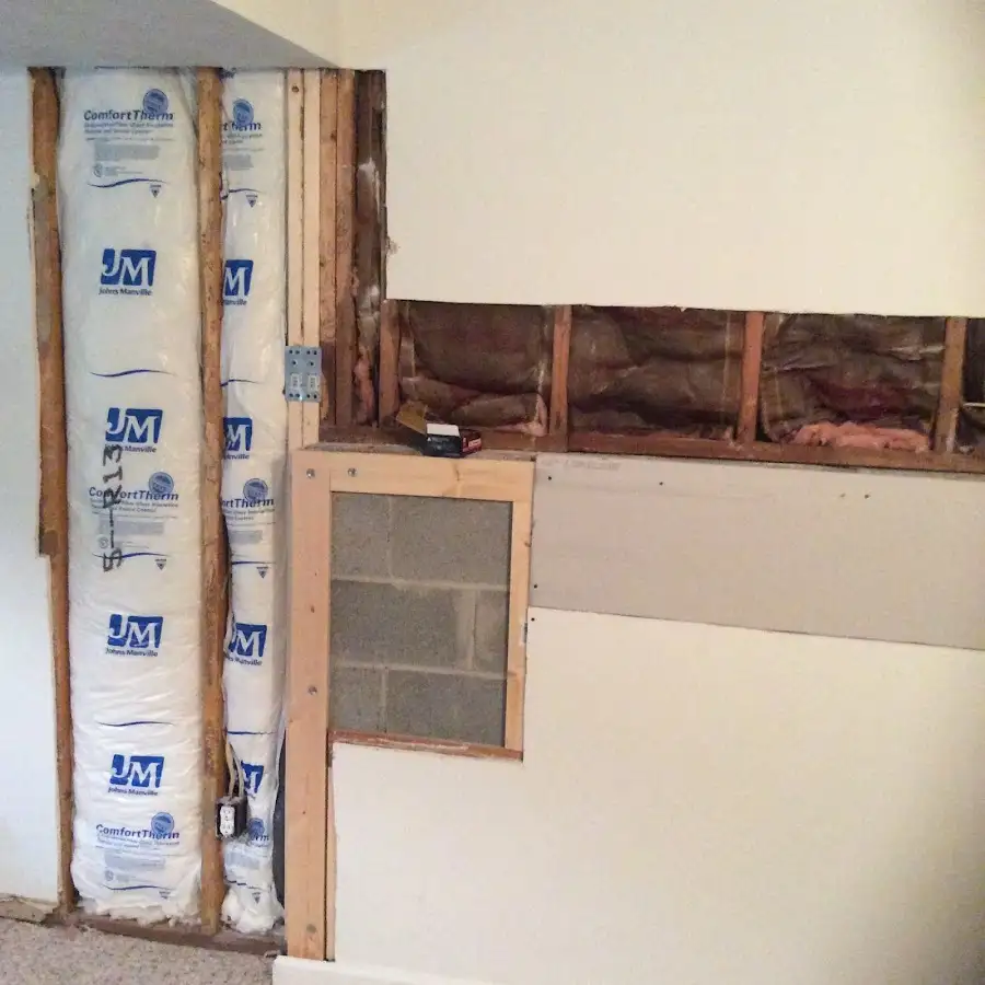 Wall insulation replacement during Basement Flood Cleanup in Amelia